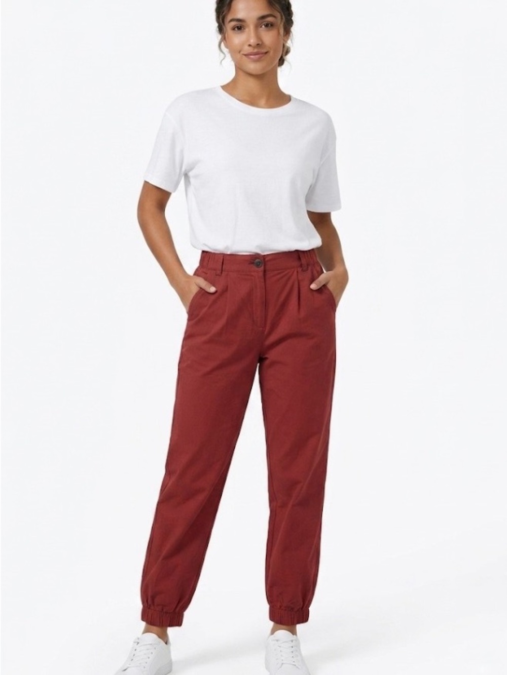Halara Red Jogger-Style Pants Women’s Size Medium, 100% Cotton, Casual Comfort